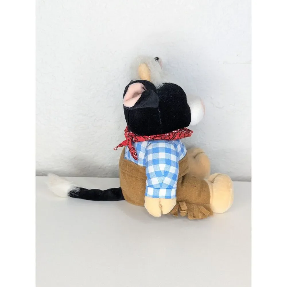 Vtg Enesco Mary's Moo Moos Plush Cow Stuffed Animal Western Rodeo Collectible
